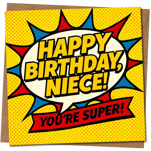 Niece Birthday Card, Happy Birthday Niece Comic Style Card