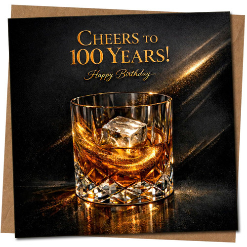 100th Birthday Card, Cheers to 100 Years Happy Birthday Card