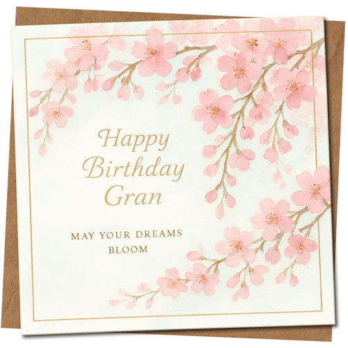 Birthday Card for Gran, Cherry Blossom Happy Birthday Gran Card