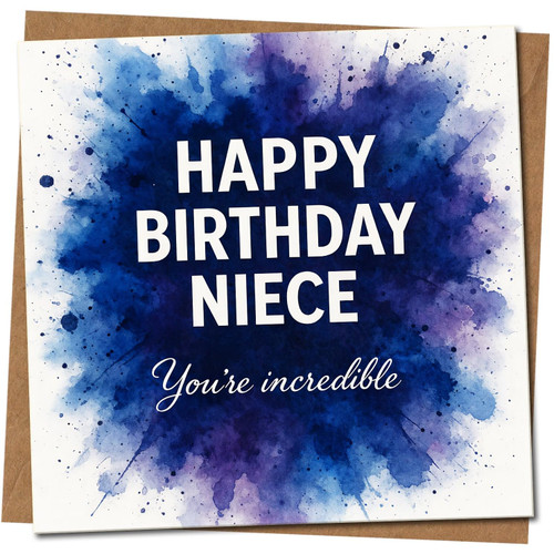 Birthday Card for Niece, Happy Birthday Niece Watercolor Greeting Card