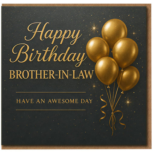 Brother - in - Law Happy Birthday Card, Gold Balloon Birthday Card