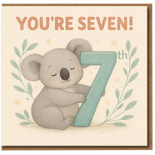 7th Birthday Card for Child Cute Koala You’re Seven