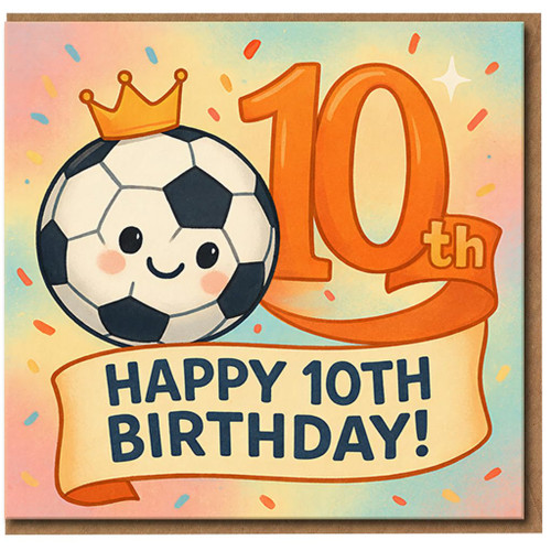 10th Birthday Card, Football Birthday Card for Boy