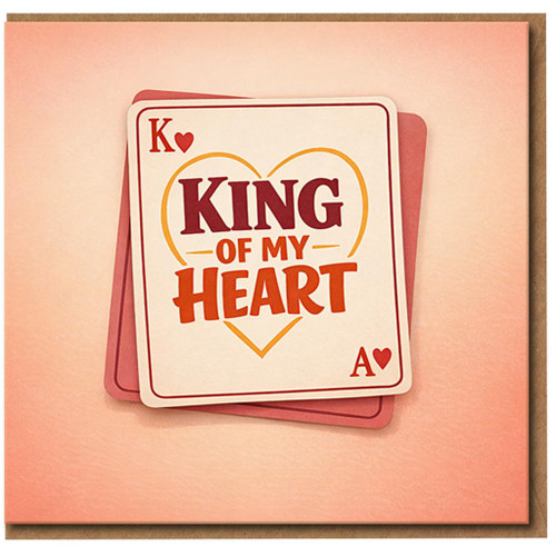 King of My Heart Card - Romantic Playing Card Design Love/Anniversary Greeting for Husband, Boyfriend or Partner - Valentine’s Day