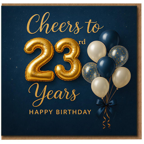 23rd Birthday Card, Cheers to 23 Years Happy Birthday Card