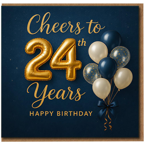 24th Birthday Card, Cheers to 24th Years Happy Birthday Card