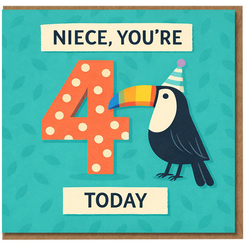 Niece 4th Birthday Card, Toucan Party Card