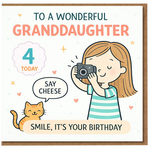 4th Birthday Card for Granddaughter, To a Wonderful Granddaughter Birthday Card
