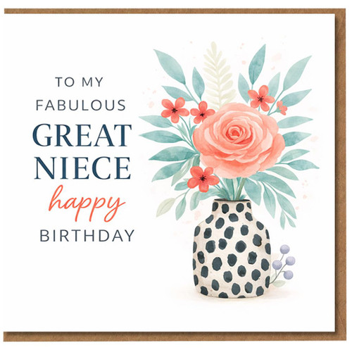 Great Niece Birthday Card, To My Fabulous Great Niece Happy Birthday Floral Card