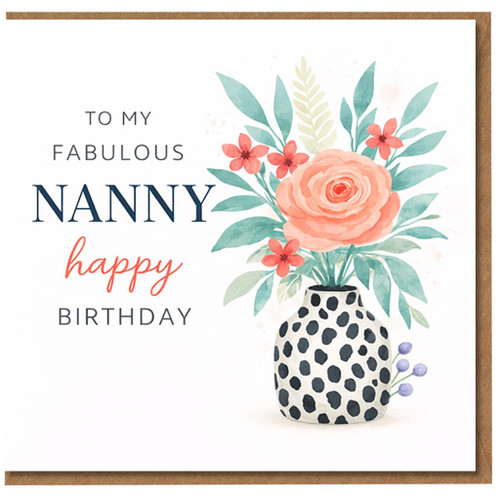 Nanny Happy Birthday Card, To My Fabulous Nanny Floral Birthday Card