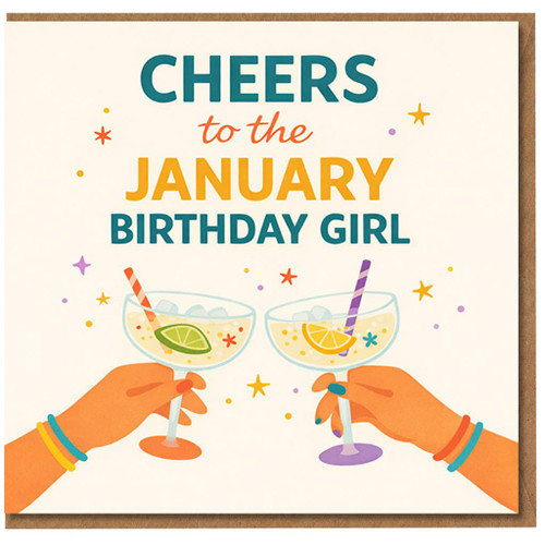 January Birthday Girl Card, Cheers to the January Birthday Girl Birthday Card