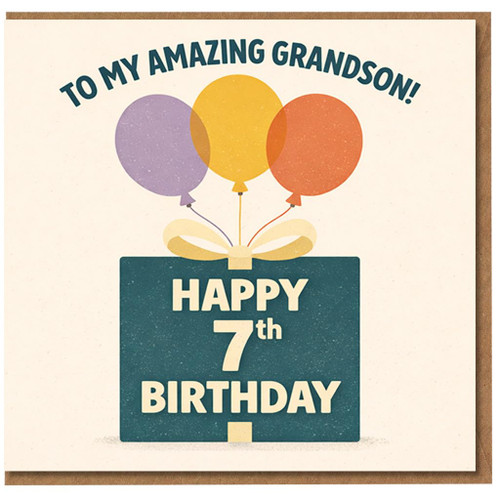 Grandson 7th Birthday Card, Happy 7th Birthday Balloons Gift Card