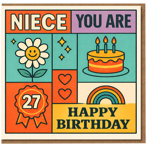 Niece 27th Birthday Card, Happy Birthday Card for Niece