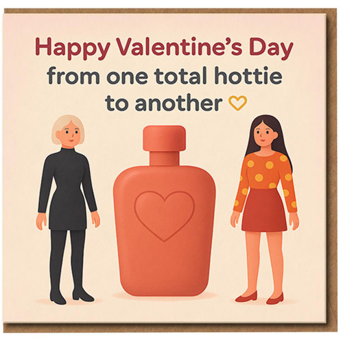 Funny Valentine’s Day Card - From One Total Hottie to Another - Cute Perfume Bottle Illustration - Romantic Card for Partner or Valentine