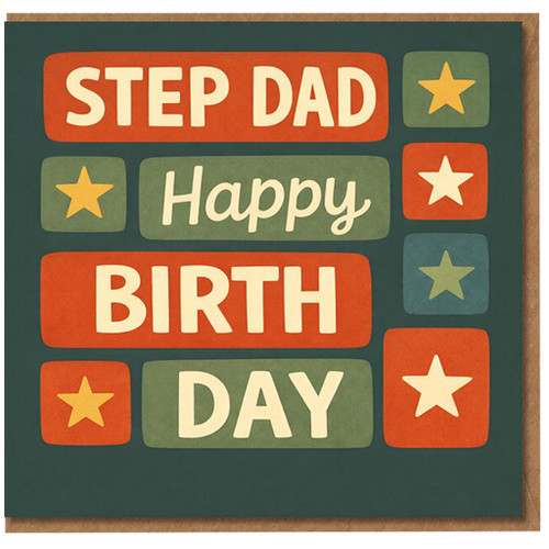 Step Dad Birthday Card, Happy Birth Day Card with Star Design