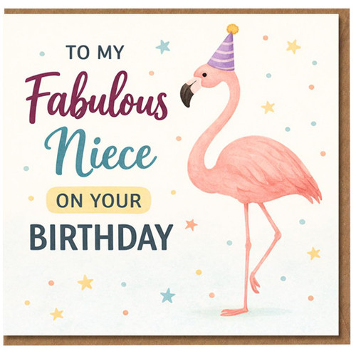 Niece Birthday Card, To My Fabulous Niece On Your Birthday Flamingo Design