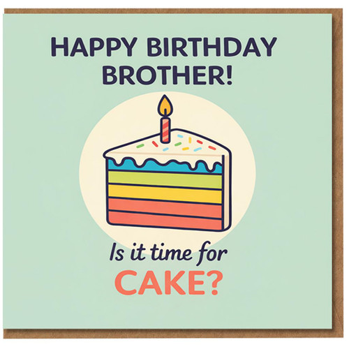 Brother Birthday Card, Happy Birthday Brother Cake Card