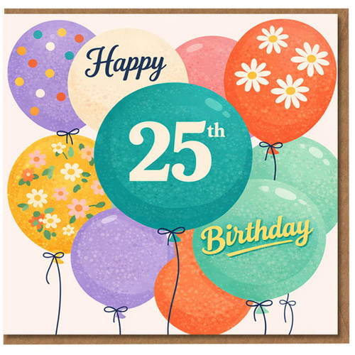 25th Birthday Card, Happy Birthday Balloon Design