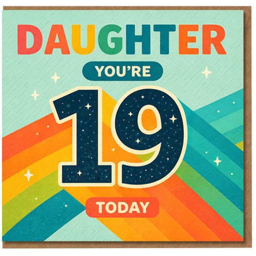 Daughter 19th Birthday Card, You're 19 Today Rainbow Greeting Card