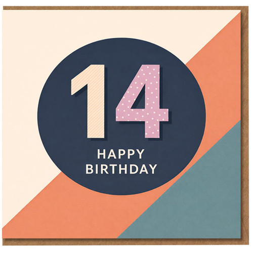 14th Birthday Card, Happy Birthday Geometric Design