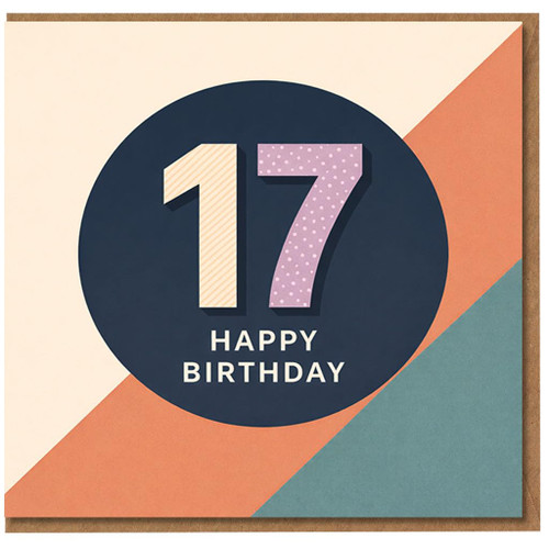 17th Birthday Card, Happy Birthday Age 17 Card for Teen Boy or Girl