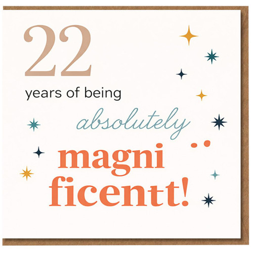 22nd Birthday Card, 22 Years of Being Absolutely Magnificent Card