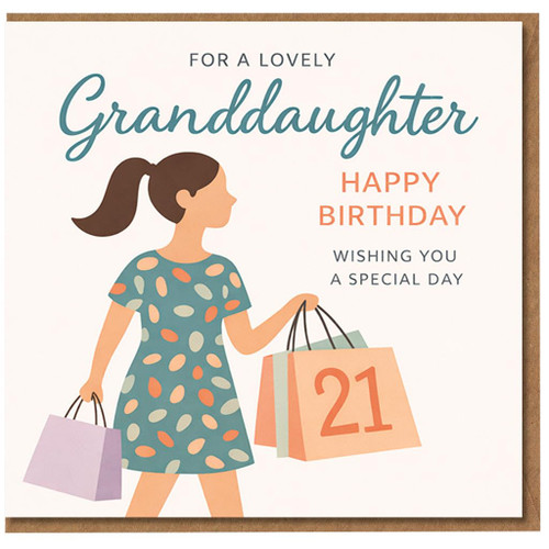 21st Birthday Card for Granddaughter, Lovely Granddaughter Happy Birthday Card