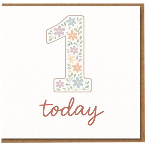 1st Birthday Card, Floral Number 1 Today Card