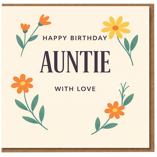 Auntie Birthday Card, Happy Birthday Auntie With Love Floral Card