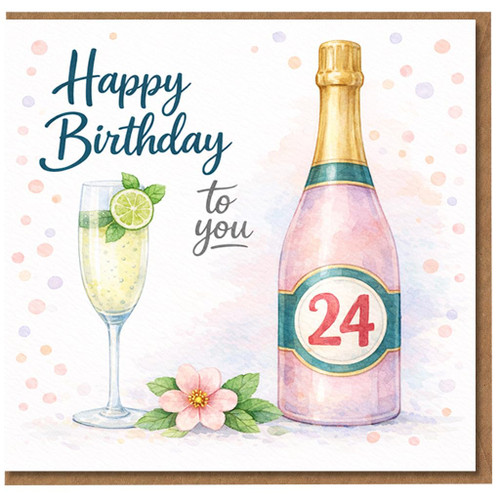 24th Birthday Card, Happy Birthday to You Champagne Card