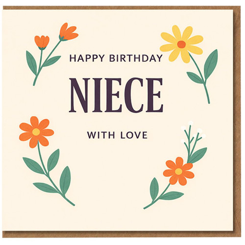 Niece Birthday Card, Happy Birthday Niece With Love Floral Greeting Card