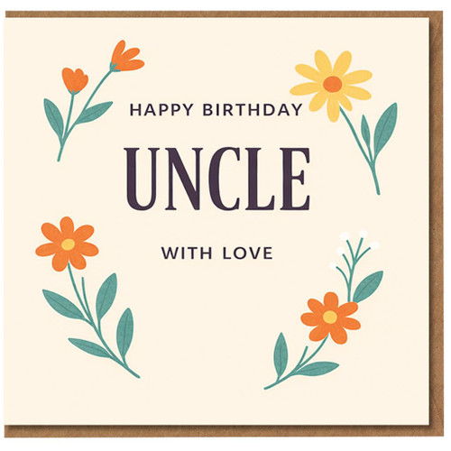 Uncle Birthday Card, Happy Birthday Uncle With Love Floral Greeting Card