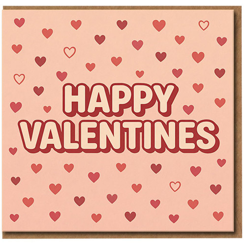 Happy Valentines Hearts Card - Cute Red Heart Pattern - Valentine's Day Greeting Card for Partner, Boyfriend, Girlfriend, Husband or Wife - Blank Inside