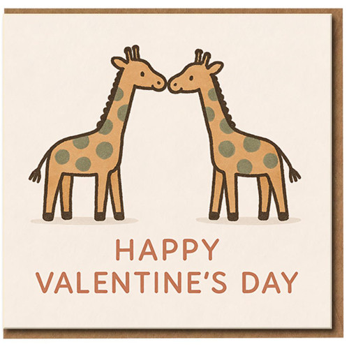 Cute Giraffe Couple Valentine's Day Card - Adorable Animal Love Card for Partner, Husband, Wife, Boyfriend or Girlfriend