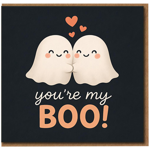 You're My Boo Cute Ghosts Love Card - Funny Halloween Pun for Boyfriend Girlfriend Husband or Wife - Anniversary or Valentine's Day Greeting Card