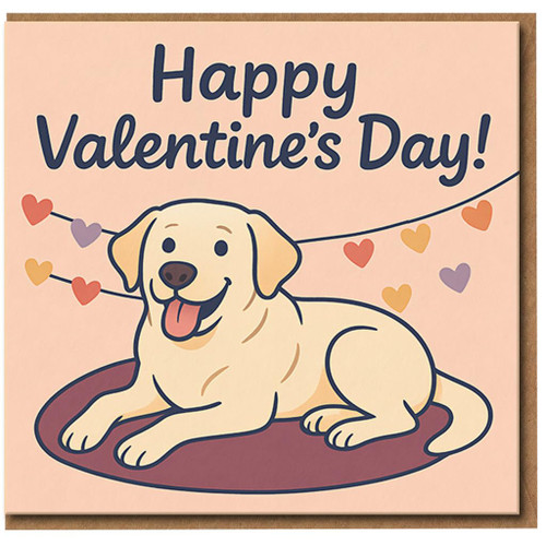 Valentine's Day Card - Cute Labrador Dog with Hearts - Romantic Card for Dog Lovers, Partner, Husband, Wife, Boyfriend or Girlfriend - Blank Inside