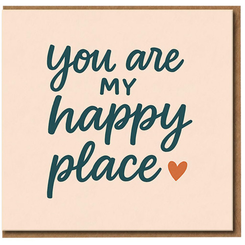 You Are My Happy Place Card - Romantic Anniversary & Valentine's Day Card for Partner - Cute Heart Design - Love Blank Inside