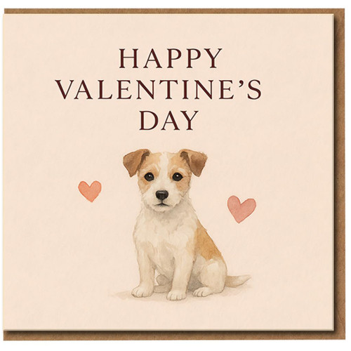 Cute Puppy Valentine’s Day Card - Watercolour Dog with Hearts - Adorable Love Card for Partner, Boyfriend, Girlfriend, Husband or Wife - Blank Inside