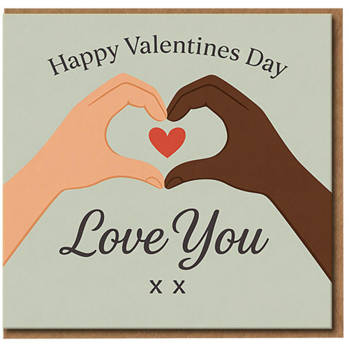 Valentine's Day Card - Love You - Heart Hands Illustration - Romantic Card for Partner, Boyfriend, Girlfriend, Husband or Wife