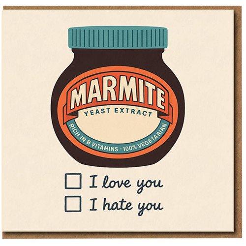 Love or Hate Funny Greeting Card - Tick Box I Love You/I Hate You - Retro Jar Design - For Valentine’s Day, Anniversary or Just Because - Blank Inside