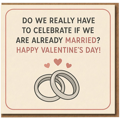Funny Valentine’s Day Card for Husband or Wife - Married Couple Banter, Rings Illustration, Humour Card for Spouse