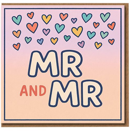 Mr and Mr Hearts Greeting Card - Cute Wedding or Anniversary Card for Male Couple, Same-Sex LGBTQ+ Partners, Romantic & Design