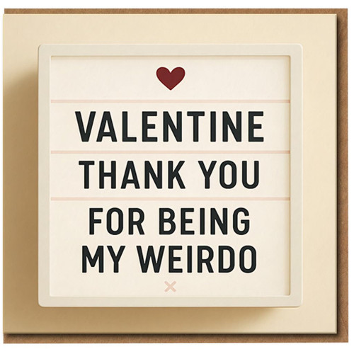 Funny Valentine’s Day Card - Thank You For Being My Weirdo - Romantic Card for Partner, Boyfriend, Girlfriend, Husband or Wife