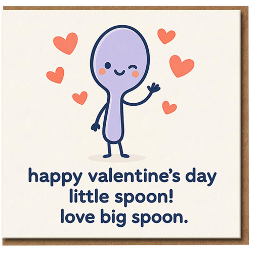 Little Spoon Valentine’s Day Card from Big Spoon - Cute Funny Couples Love Card, Pun Anniversary for Partner, Boyfriend, Girlfriend, Husband or Wife