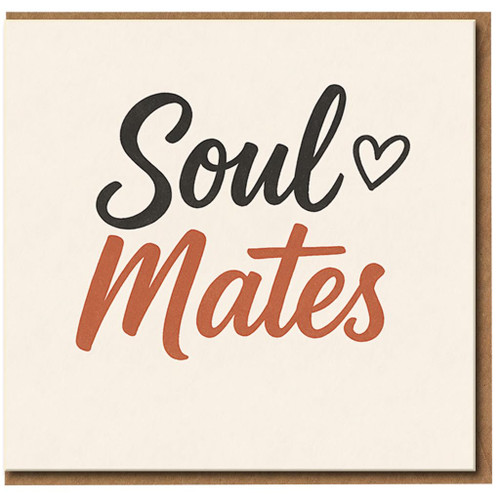 Soul Mates Card - Romantic Love & Anniversary Card for Couples, Partner or Spouse, Heart Illustration, Blank Inside