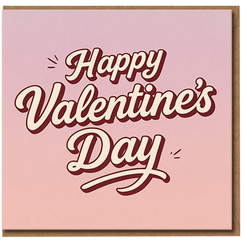 Happy Valentine's Day Card - Romantic Pink Gradient Typography - Love Greeting Card for Partner or Couple