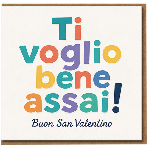 Ti Voglio Bene Assai Italian Valentine’s Day Card - Colourful Typography Love Card, Buon San Valentino Message, Cute Romantic for Partner or Loved One