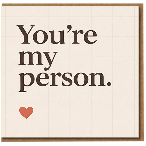 You're My Person Card - Romantic Love & Anniversary Card for Partner, Boyfriend or Girlfriend - Minimal Heart Design - Blank Inside