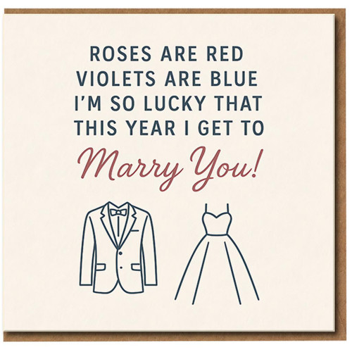 Roses Are Red Violets Are Blue I'm So Lucky This Year I Get To Marry You Card - Romantic Wedding Countdown Card for Fiancé or Fiancée, Love/Anniversary