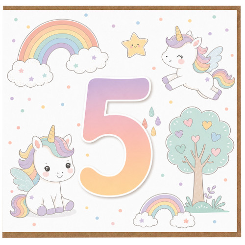 5th Birthday Card Unicorn Design